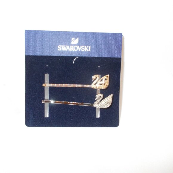 Swarovski silver and rose gold swan bobby pins 5369577 - Picture 1 of 7